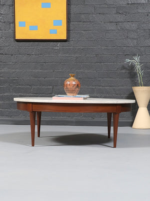 Mid-Century Modern Round Travertine Top Coffee Table, c.1960’s