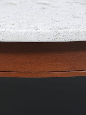Mid-Century Modern Round Travertine Top Coffee Table, c.1960’s