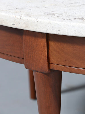 Mid-Century Modern Round Travertine Top Coffee Table, c.1960’s