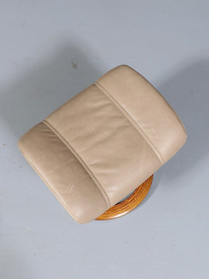 Scandinavian Modern Stressless Tan Leather Ottoman by Ekornes