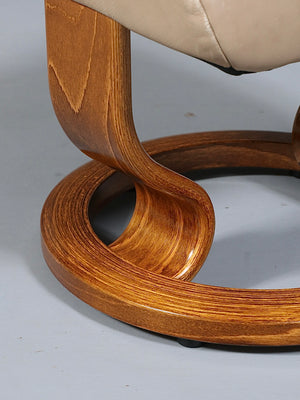 Scandinavian Modern Stressless Tan Leather Ottoman by Ekornes