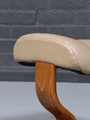 Scandinavian Modern Stressless Tan Leather Ottoman by Ekornes