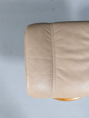 Scandinavian Modern Stressless Tan Leather Ottoman by Ekornes