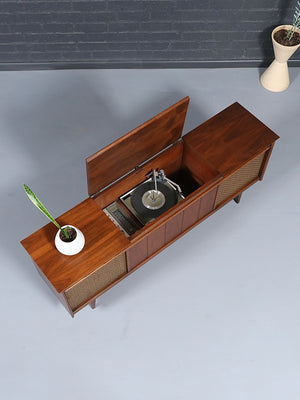 Mid-Century Sears Silvertone AM/FM Stereo Console w/ Turntable Credenza, c.1950’s