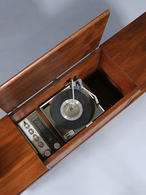 Mid-Century Sears Silvertone AM/FM Stereo Console w/ Turntable Credenza, c.1950’s