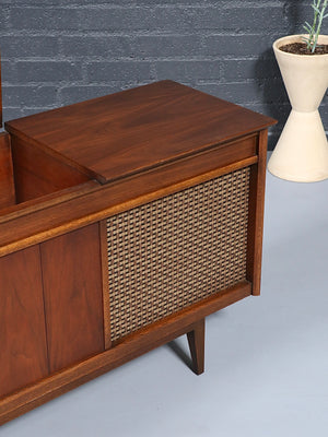 Mid-Century Sears Silvertone AM/FM Stereo Console w/ Turntable Credenza, c.1950’s