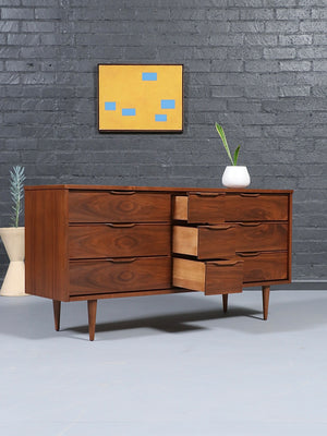 Mid-Century Modern 9-Drawer Walnut Dresser, c.1960’s
