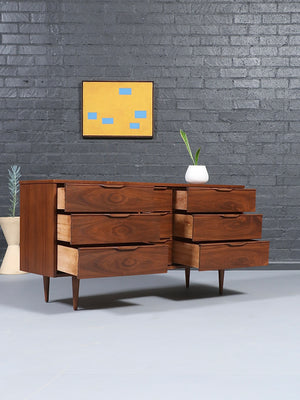 Mid-Century Modern 9-Drawer Walnut Dresser, c.1960’s