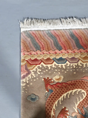 Vintage Chinese Art Deco Hand-Knotted Wool Dragon Rug, c.1950’s