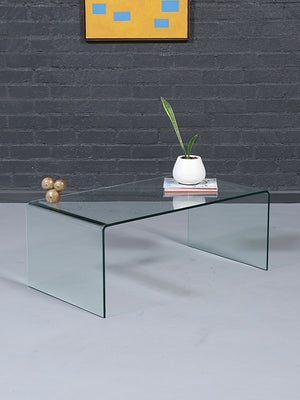 Vintage Post Modern Waterfall Glass Coffee Table, c.1980’s
