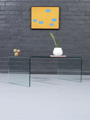 Vintage Post Modern Waterfall Glass Coffee Table, c.1980’s