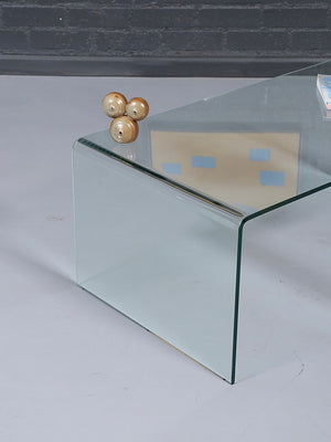 Vintage Post Modern Waterfall Glass Coffee Table, c.1980’s