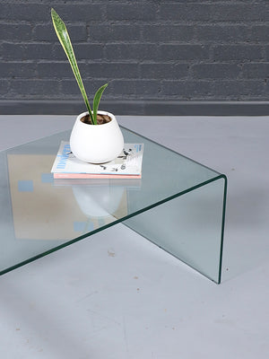 Vintage Post Modern Waterfall Glass Coffee Table, c.1980’s