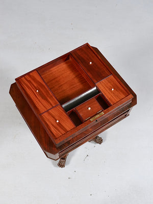 Antique American Empire Flame Mahogany End Table w/ Paw Feet, c.1900’s