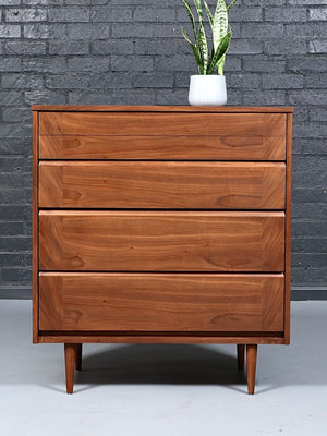Mid Century Modern 4-Drawer Walnut Highboy Dresser, c.1960’s