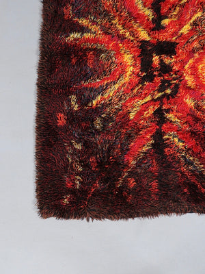Finnish Modern Rya Rug “Tulikukka” by Satu Peura, c.1960’s