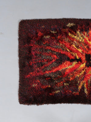Finnish Modern Rya Rug “Tulikukka” by Satu Peura, c.1960’s