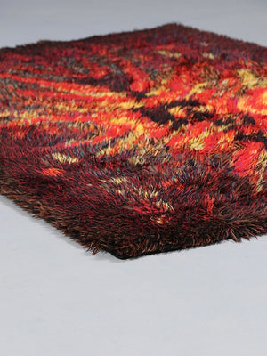 Finnish Modern Rya Rug “Tulikukka” by Satu Peura, c.1960’s
