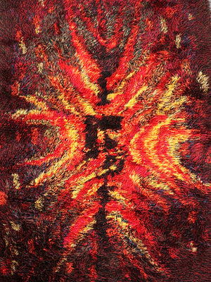 Finnish Modern Rya Rug “Tulikukka” by Satu Peura, c.1960’s