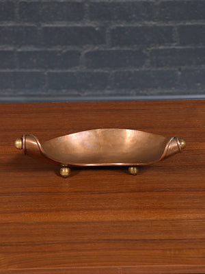 Mid-Century Mexican Modernist Footed Copper Tray by Los Castillos, c.1960’s