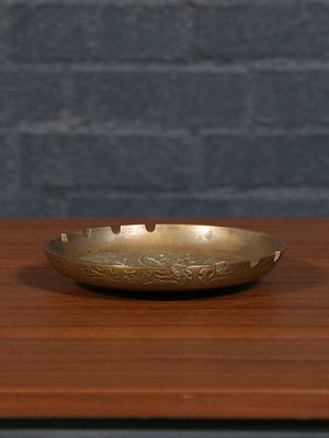 Vintage Hollywood Regency Style Brass Ashtray w/ Ornamental Relief, c.1960’s