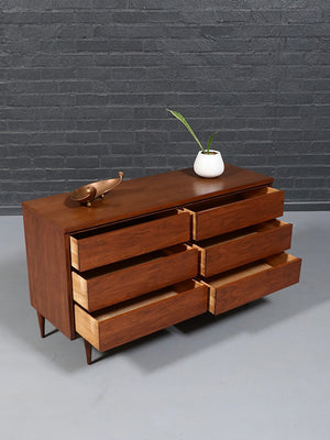 Mid-Century Modern Walnut 6-Drawer Dresser by Bassett Furniture, c.1960’s