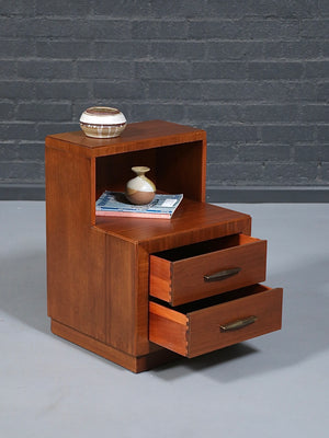 Pair of Mid-Century Modern Tiered Night Stands by Bookcase, c.1960’s