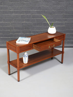 Mid-Century Modern Walnut Console Table w/ Bookshelf, c.1960’s