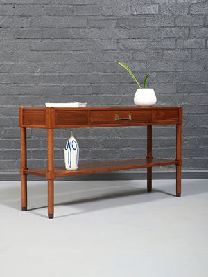 Mid-Century Modern Walnut Console Table w/ Bookshelf, c.1960’s
