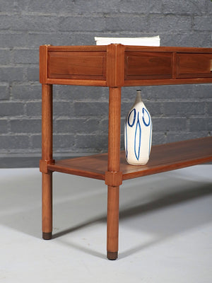 Mid-Century Modern Walnut Console Table w/ Bookshelf, c.1960’s