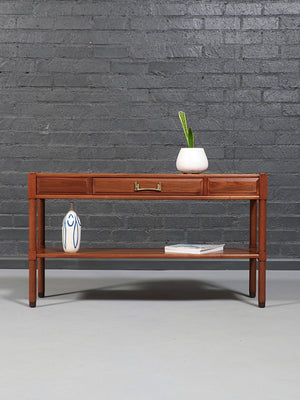 Mid-Century Modern Walnut Console Table w/ Bookshelf, c.1960’s