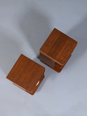 Pair of Art Deco Mahogany Tier Night Stands w/ Bookcase, c.1940’s