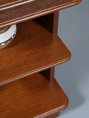 Pair of Art Deco Mahogany Tier Night Stands w/ Bookcase, c.1940’s