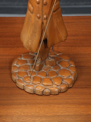 Vintage Hand Carved Colonial Style Town Watchman Table Lamp, c.1960’s