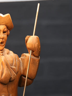 Vintage Hand Carved Colonial Style Town Watchman Table Lamp, c.1960’s