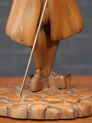 Vintage Hand Carved Colonial Style Town Watchman Table Lamp, c.1960’s