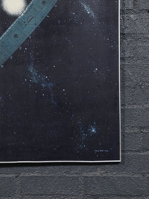 Signed 1974 Space Age Space Orbital Colony Painting by Connie Kish