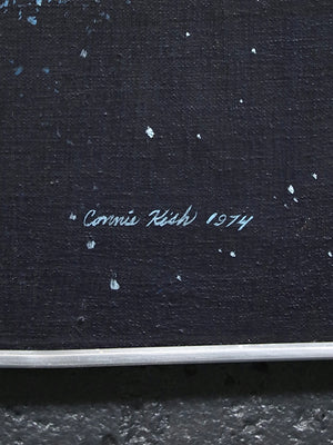 Signed 1974 Space Age Space Orbital Colony Painting by Connie Kish