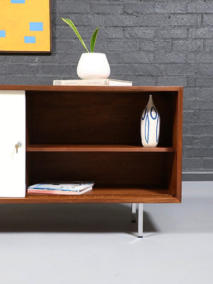 Mid-Century Modern Two-Tone Lacquered & Walnut Credenza, c.1960’s