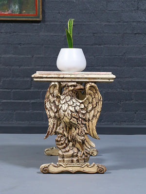 Vintage Belgian Baroque Revival Griffin & Pink Marble-Top Side Table, c.1940’s
