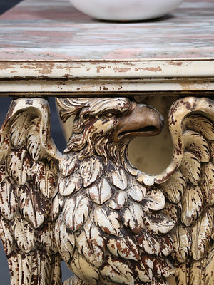 Vintage Belgian Baroque Revival Griffin & Pink Marble-Top Side Table, c.1940’s