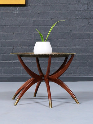Vintage Hollywood Regency Style Brass Tray-Top Folding Side Table, c.1970’s