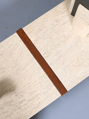 Italian Travertine Top & Walnut Coffee Table by Sligh Lowry, c.1950’s