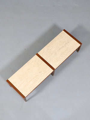 Italian Travertine Top & Walnut Coffee Table by Sligh Lowry, c.1950’s