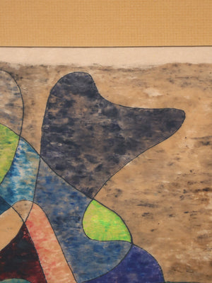 Signed 1963 Mid-Century Californian Modern Abstract Watercolor by Gene Lesser