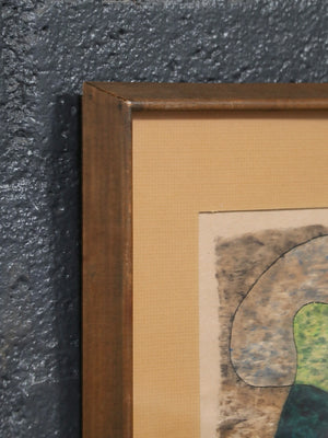 Signed 1963 Mid-Century Californian Modern Abstract Watercolor by Gene Lesser