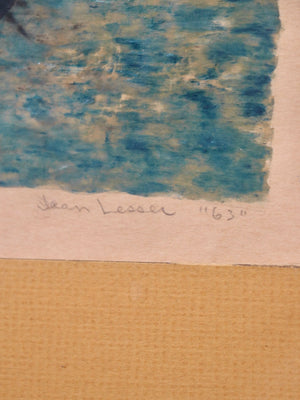 Signed 1963 Mid-Century Californian Modern Abstract Watercolor by Gene Lesser