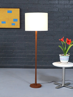 Scandinavian Swedish Modern Solid Turned Walnut Floor Lamp, c.1960’s