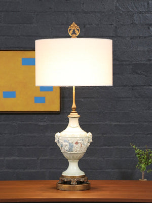 Italian Neoclassical Capodimonte Style Figural Porcelain Urn Lamp, c.1950’s