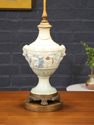 Italian Neoclassical Capodimonte Style Figural Porcelain Urn Lamp, c.1950’s